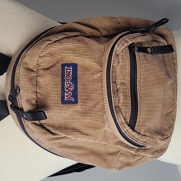 JANSPORT Half Pint VTG Mini Tan Corduroy Y2K 90s Academia Purse Small Backpack - Picture 2 of 12